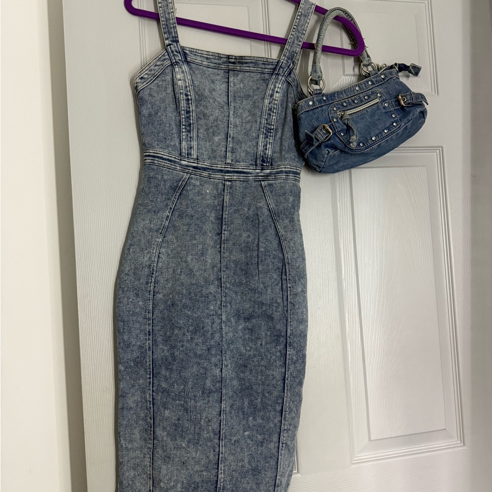 Denim Dress with Matching Bag